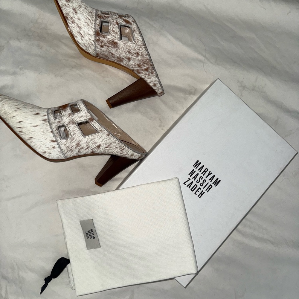 Maryam Nassir Zadeh Cream and Brown Mules